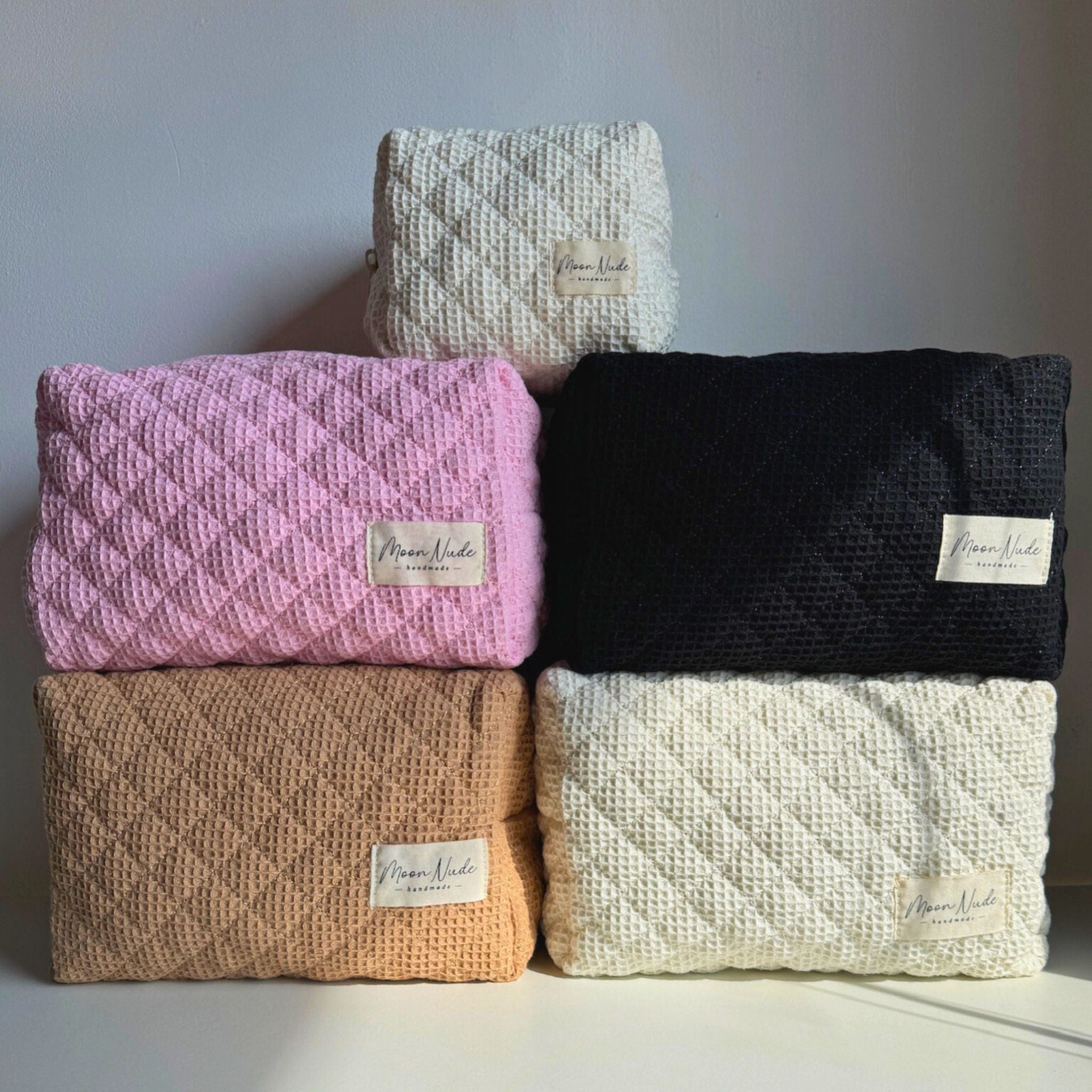 Moon Nude Waffle Large Makeup Bag